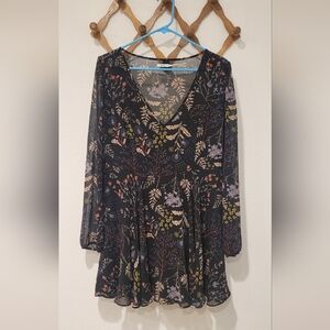 Kimchi Blue Black Floral Mini Dress Womens 10